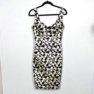 London Times Black and Cream Floral Midi Dress size 4